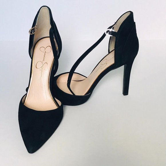 Jessica Simpson Classic Black Point Toe Strappy Heels Size 8.5 - Picture 2 of 8